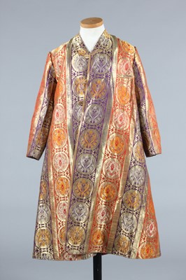 Lot 357 - A lavish coat of Russian brocaded satin,...