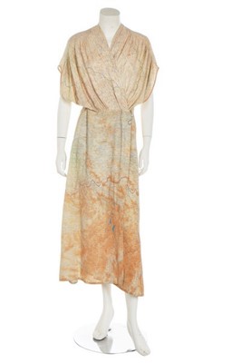 Lot 176 - A dress made from WWII printed silk 'escape'...
