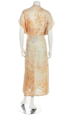 Lot 176 - A dress made from WWII printed silk 'escape'...