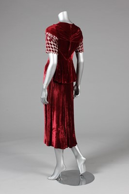 Lot 22 - Three bias-cut velvet evening gowns, 1930s,...