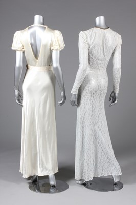 Lot 24 - Two bridal gowns, mid-late 1930s, one with...