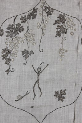 Lot 434 - An unusual embroidered linen tablecloth and...