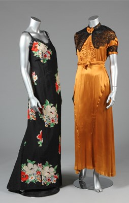 Lot 31 - Four evening gowns, comprising: copper satin...