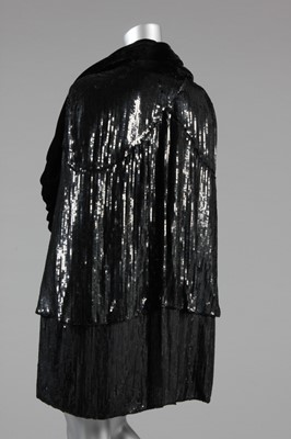 Lot 32 - A black sequined velvet evening cape, 1930s,...