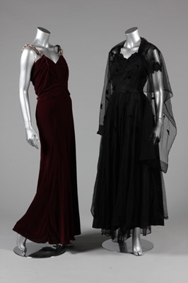 Lot 33 - Four evening gowns, 1930s-late 40s, comprising:...