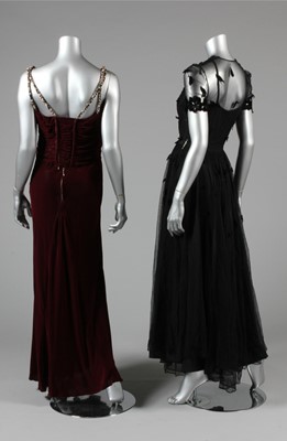 Lot 33 - Four evening gowns, 1930s-late 40s, comprising:...