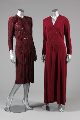 Lot 34 - Four evening dresses, late 30s and 1940s,...