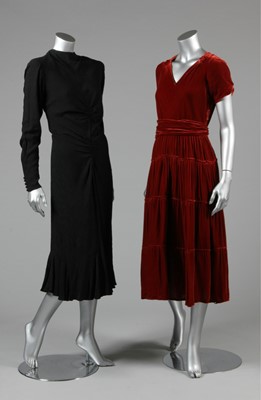 Lot 34 - Four evening dresses, late 30s and 1940s,...