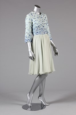 Lot 41 - A pale blue chiffon couture cocktail dress,...