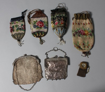 Lot 58 - A knitted silk reticule, the gilt metal...