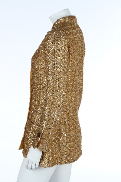 Lot 158 - A Chanel couture gold lurex-weave jacket,