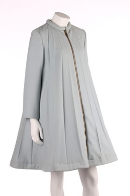 Lot 128 - A Pierre Cardin pale blue wool coat-dress,...