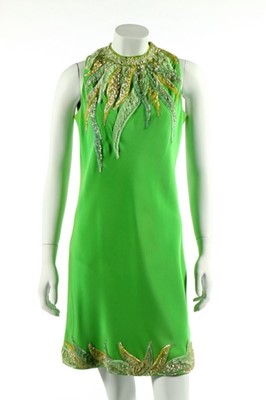 Lot 138 - A Pierre Cardin couture apple-green sequined...