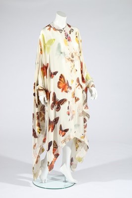 Lot 276 - An Alexander McQueen moth print satin kaftan,...