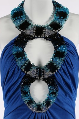 Lot 169 - A Loris Azzaro royal-blue jersey evening gown...