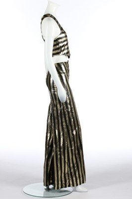 Lot 181 - A Biba striped gold and black lurex waistcoat...