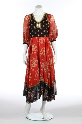 Lot 142 - A Thea Porter printed muslin 'gipsy' dress,...