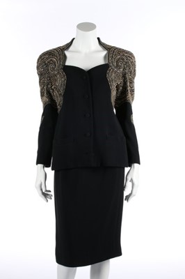 Lot 201 - A Lancetti couture black wool crêpe cocktail...