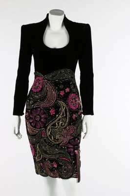 Lot 195 - A Lancetti couture black velvet cocktail dress...