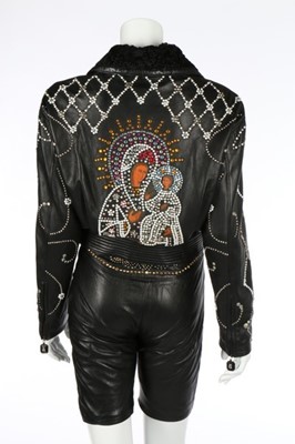 Lot 208 - A Gianni Versace black leather studded jacket...