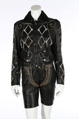 Lot 208 - A Gianni Versace black leather studded jacket...