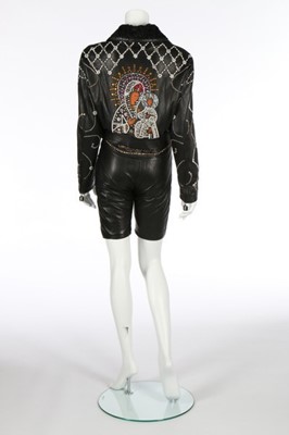 Lot 208 - A Gianni Versace black leather studded jacket...