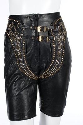 Lot 208 - A Gianni Versace black leather studded jacket...