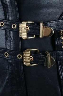 Lot 208 - A Gianni Versace black leather studded jacket...