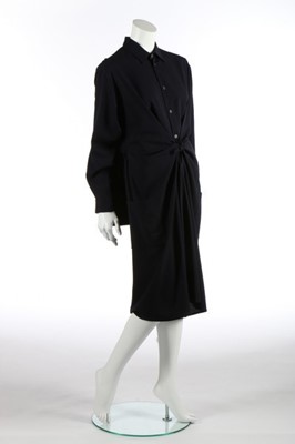 Lot 250 - A Yohji Yamamoto navy wool dress, 1990s, with...