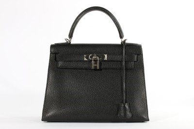 Lot 5 - An Hermès black goat leather Kelly bag, 2004,...