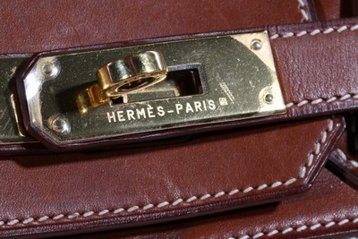Lot 3 - An Hermès canvas and Barenia leather Birkin,...