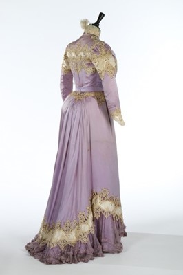 Lot 30 - A Doucet lilac satin afternoon dress, circa...
