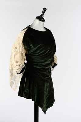 Lot 34 - A Paquin couture green velvet tunic bodice,...