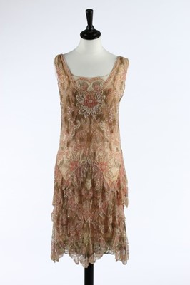 Lot 55 - A Callot Soeurs couture pink and gold beaded...