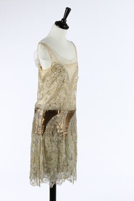 Lot 48 - A Callot Soeurs couture ivory tulle and bronze...
