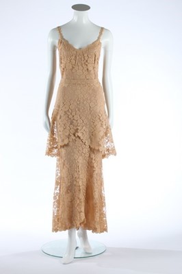 Lot 76 - A Chanel couture pale pink/beige evening gown...