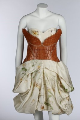 Lot 281 - An Alexander McQueen floral printed organza...