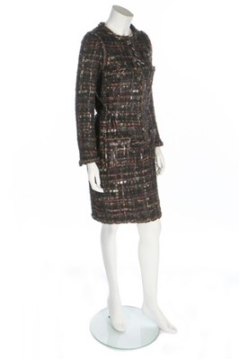 Lot 35 - A Chanel Lesage metallic tweed faux suit dress,...