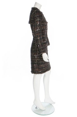 Lot 35 - A Chanel Lesage metallic tweed faux suit dress,...