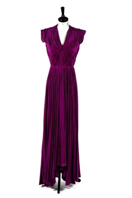 Lot 83 - A Madame Grès purple draped silk jersey...