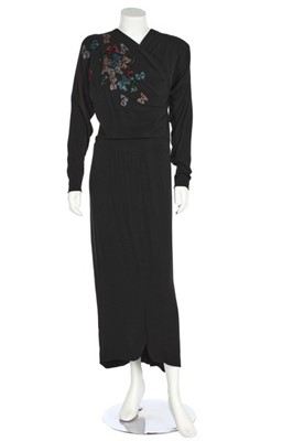 Lot 288 - A Howard Greer black crpe dinner dress, 1940s,...