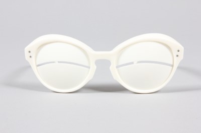 Lot 119 - A pair of Courrèges white plastic sunglasses,...