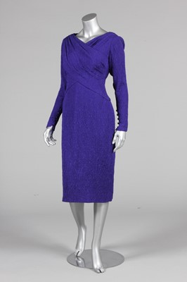 Lot 100 - A Christian Dior couture purple cloque silk...