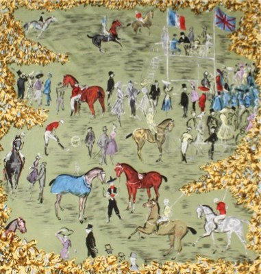 Lot 110 - An Hermès printed silk polo match scarf, late...