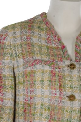 Lot 26 - A Chanel couture pastel silk and wool tweed...
