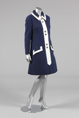 Lot 178 - A Jean Patou navy wool and white leather...