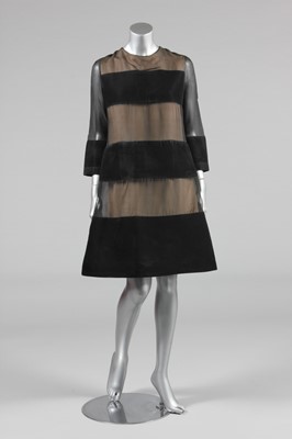 Lot 183 - A Jacques Griffe panelled black organza and...