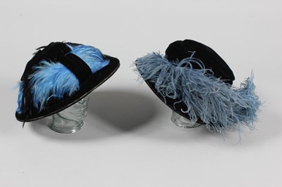 Lot 186 - Velvet and ostrich trimmed hats, French and...