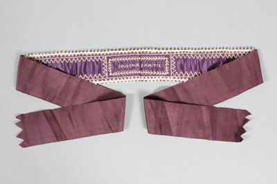 Lot 193 - Two embroidered silk garters, French, late...