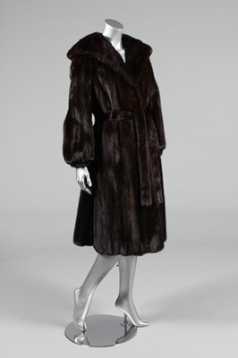 Lot 203 - A chocolate brown mink coat, 1980s,...